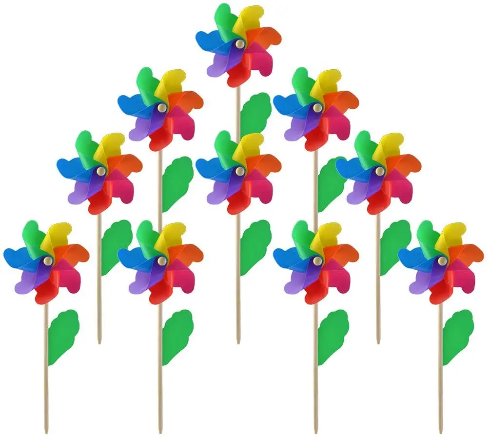 Wooden Stick Pinwheels,Windmill Party Pinwheels DIY Pinwheels for Kids Toy Garden Lawn Party Decor