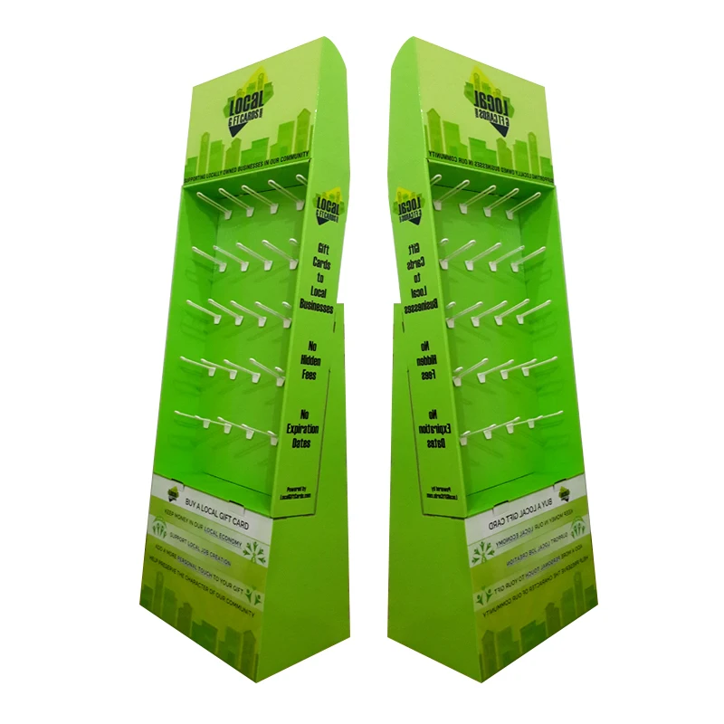 Retail customized Design Floor hook Cardboard Hat Display Stand hook Cardboard Display Pegs Corrugated Shelf For cap gloves