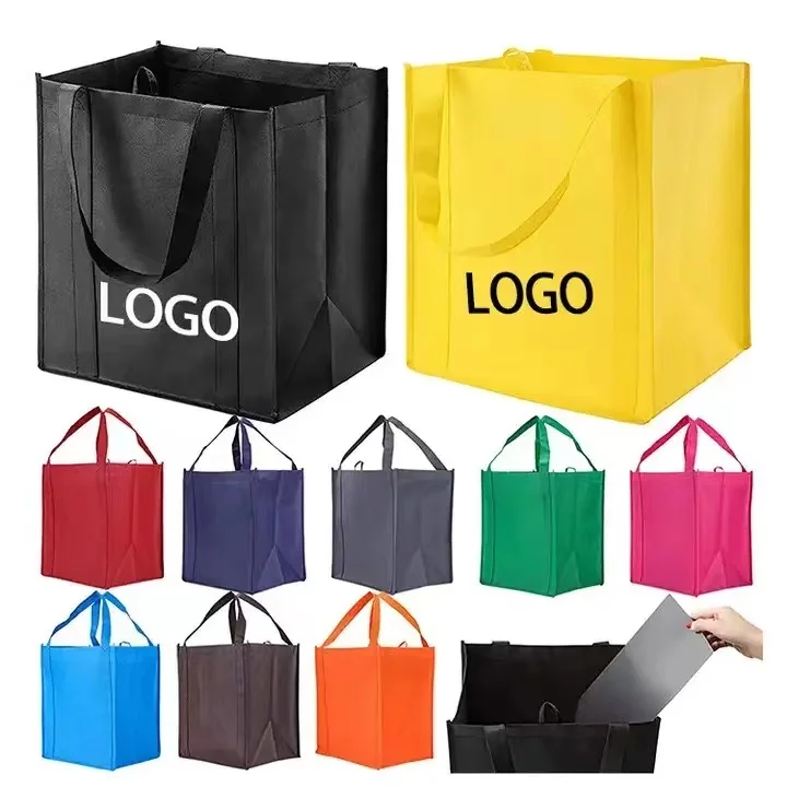 Biodegradable Ecologicas Friendly Large PP sewing non woven Eco grocery nonwoven customised tote bags for shopping with logo