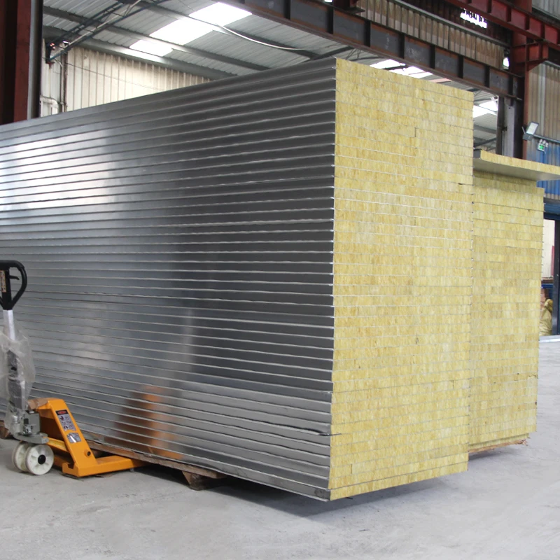 RocK wool 60-150 Kg/M3 Building Material Rockwool Wall Panel Rock Wool Board rock wool colour steel plate
