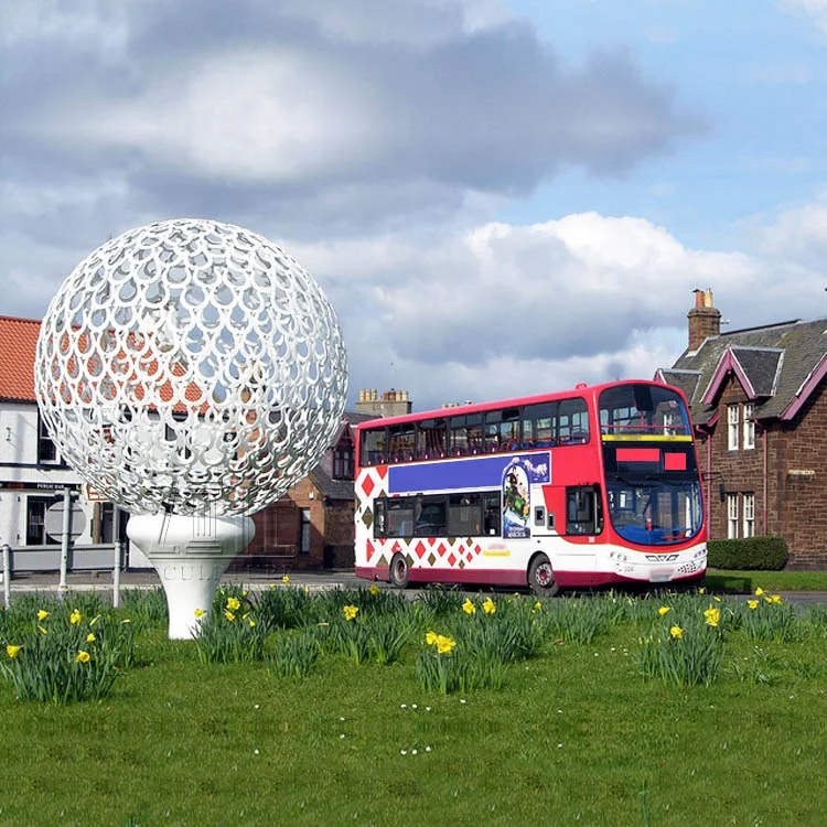 Outdoor large abstract metal stainless steel decorative golf ball sculpture
