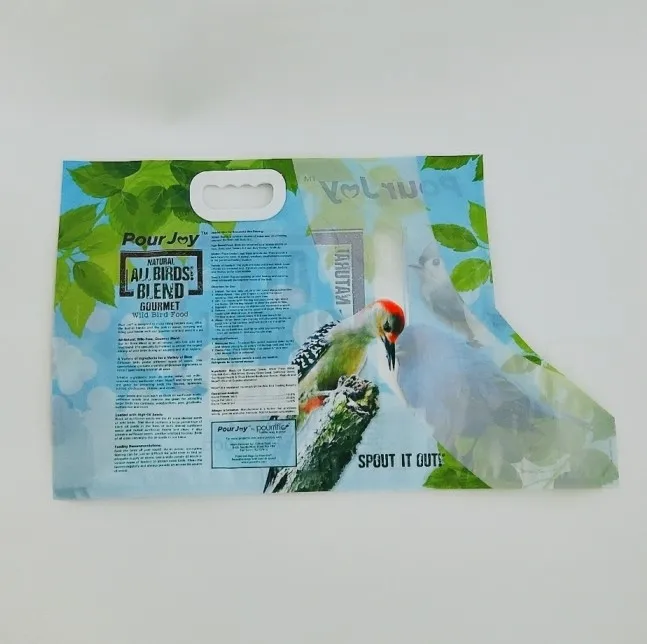 Special shape bag with handle Bird food plastic bag