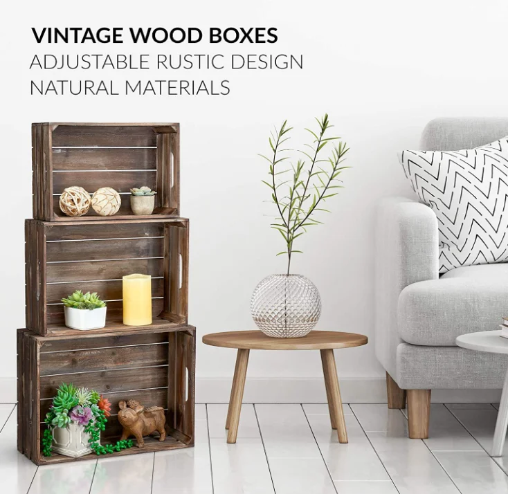 Luxury Retro Style Aesthetic Home Decor Wood Box Wooden Chest Box For Living Room Funiture