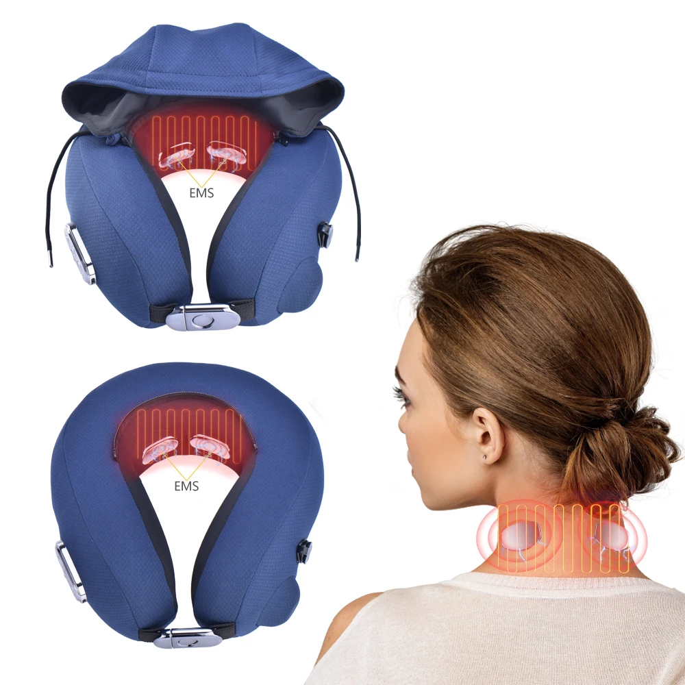 New Design Wireless Electric EMS Portable Recharged U Shaped Neck Massager Pillow