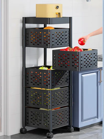 GOURMAID Kitchen Rotating Storage Rack 3 4 5 Layers Storage Shelf