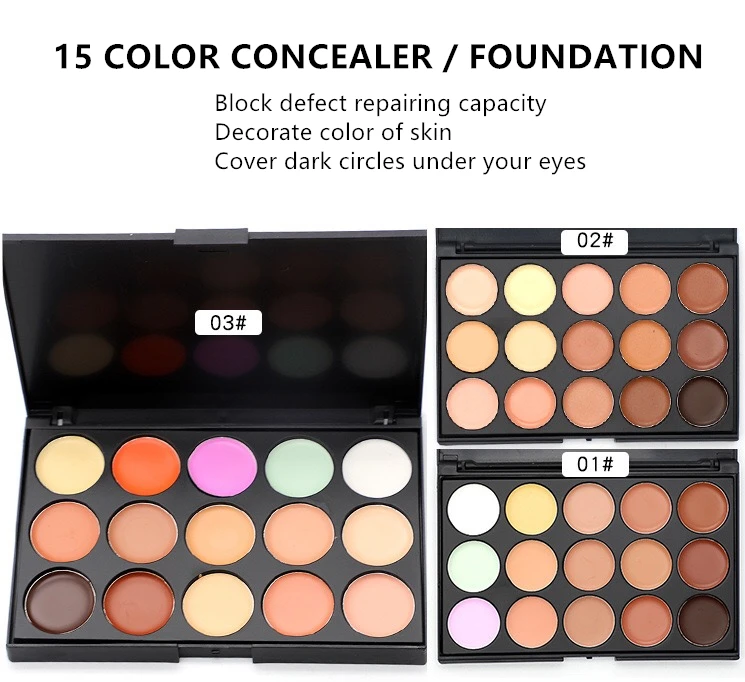 Best Selling No Logo Makeup 15 Color Concealer Palettes High Quality 15 Colors Effective Make Up Foundation Concealer