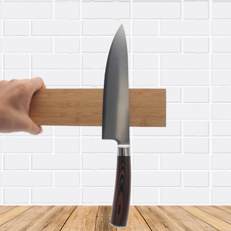 Hot Sale  magnetic rubber wood knife holder Wall Mount Support Magnetic knife block