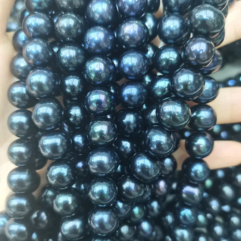 Pearl market wholesale 10-11 mm high quality near round freshwater pearl black