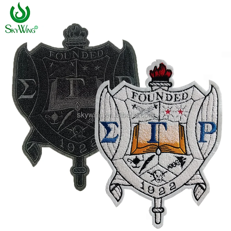 Large Black & White Chenille SGRho Sorority Year 1922 Sigma Gamma Rho Soror Crest Chenille Embropidery Iron Hoodies Patches