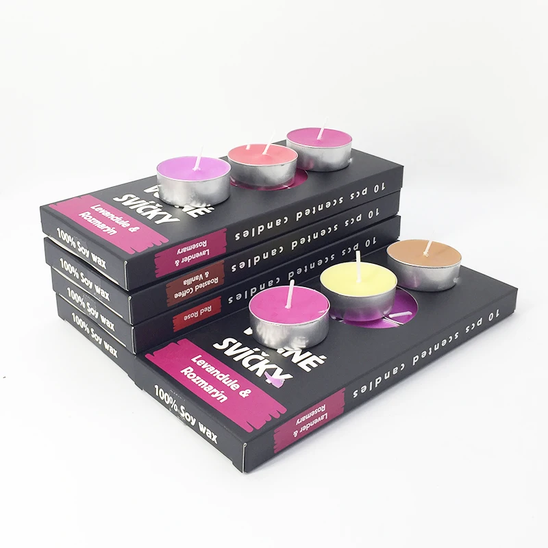 LH33 Hot Sale Handmade Custom Scentes Aroma Private Label 10pcs Gift Box  14g Scented Tealight Candles