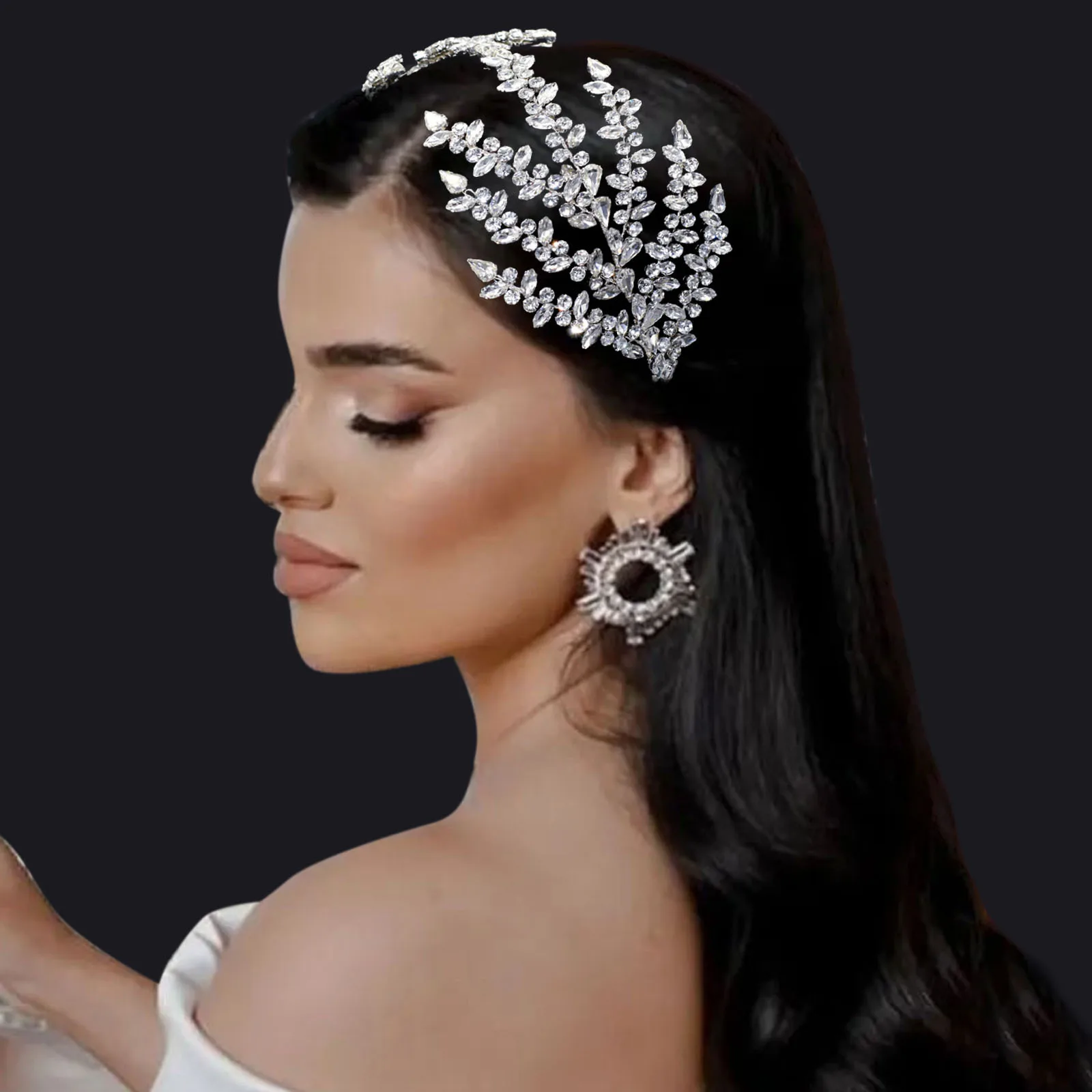 Луоксин ручной работы со стразами и листьями украшения для волос с кристаллами Свадебные аксессуары невесты повязка на голову