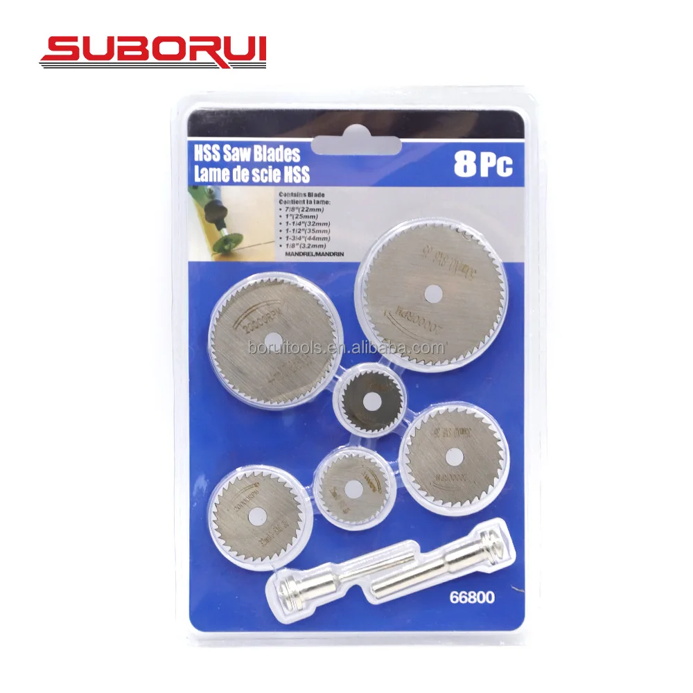 SUBORUI Multifunctional 8pcs HSS High Speed Steel Small Mini Circular Saw Blade Set for rotary tool