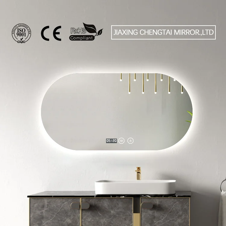 Oval Shape Defogger Smart Bathroom LED Mirror with Touch Sensor Switch