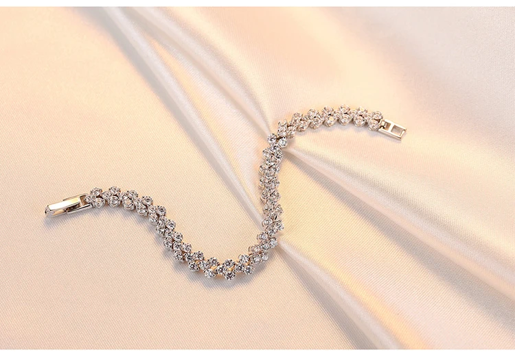 Firstmadam Shiny S925 Sterling Silver Bracelet High Quality Tennis Bracelet Women