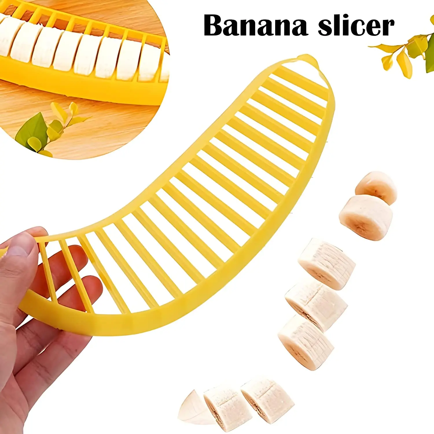 Easy Control Reusable Durable Banana Slicer Practical Kitchen Tool Plastic Salad Fruit Peeler Cutter Chopper