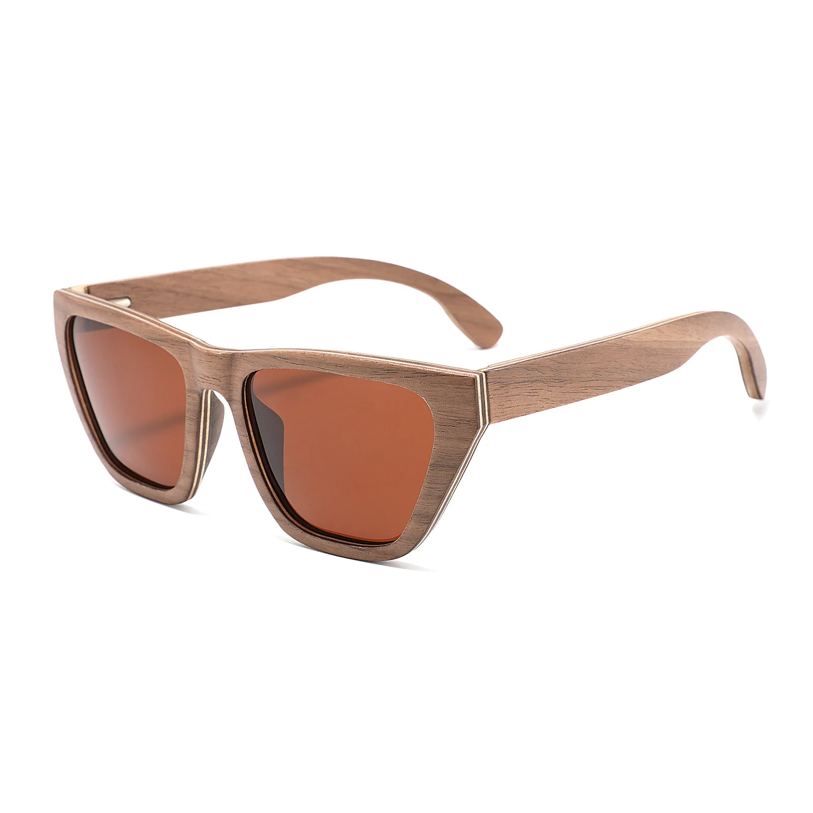 Cat Eye Wooden Sunglasses Dropshipping Polarized Lens Recycled Skateboard Wood Sunglass