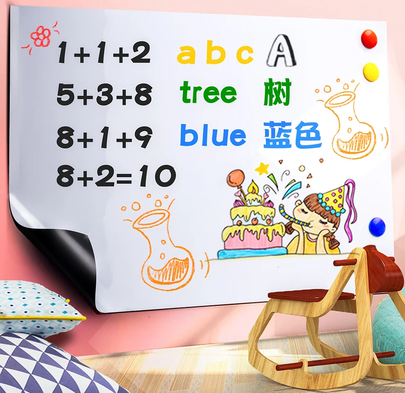 Wall Flexible Iron Back Magnetic Drawing Learning Message White Board Dry Erase Paper For Home Office School