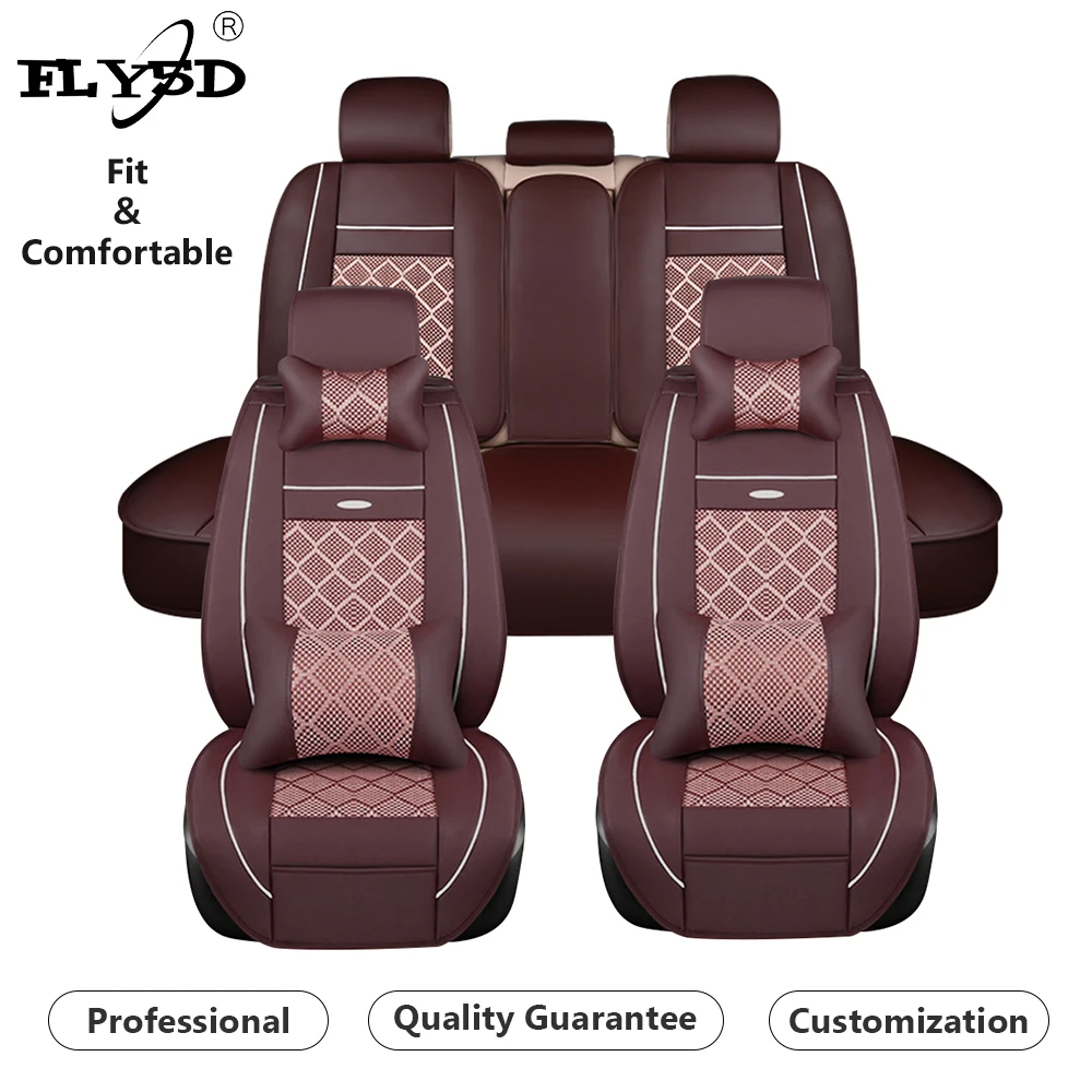  Fly5D оптовая продажа автомобильных светодиодных фар чехлы для сидений автомобиля Универсальный 5-местный искусственная кожа и сетчатый материал протектор подушка