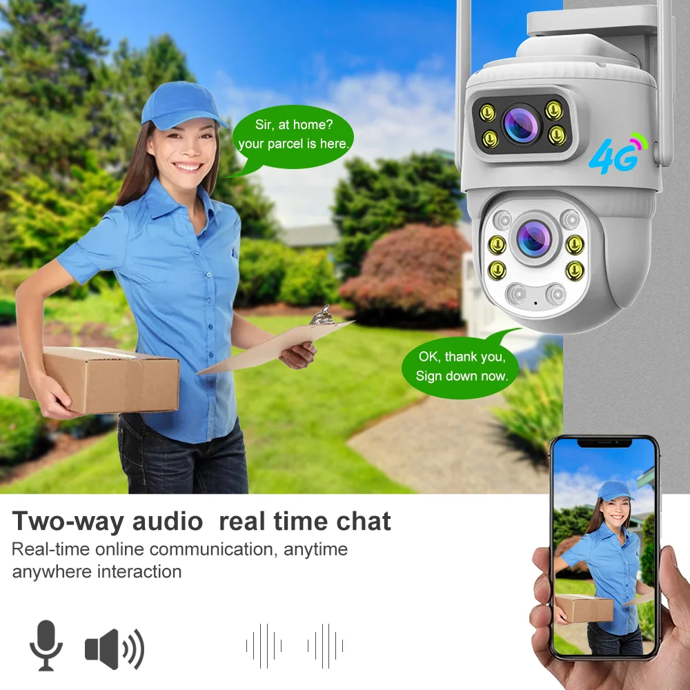 4G Smart AI Human Tracking HD 1080P Waterproof Outdoor Indoor Strong Signal Wifi 4G Sim Card Network PTZ Cctv Security Camera