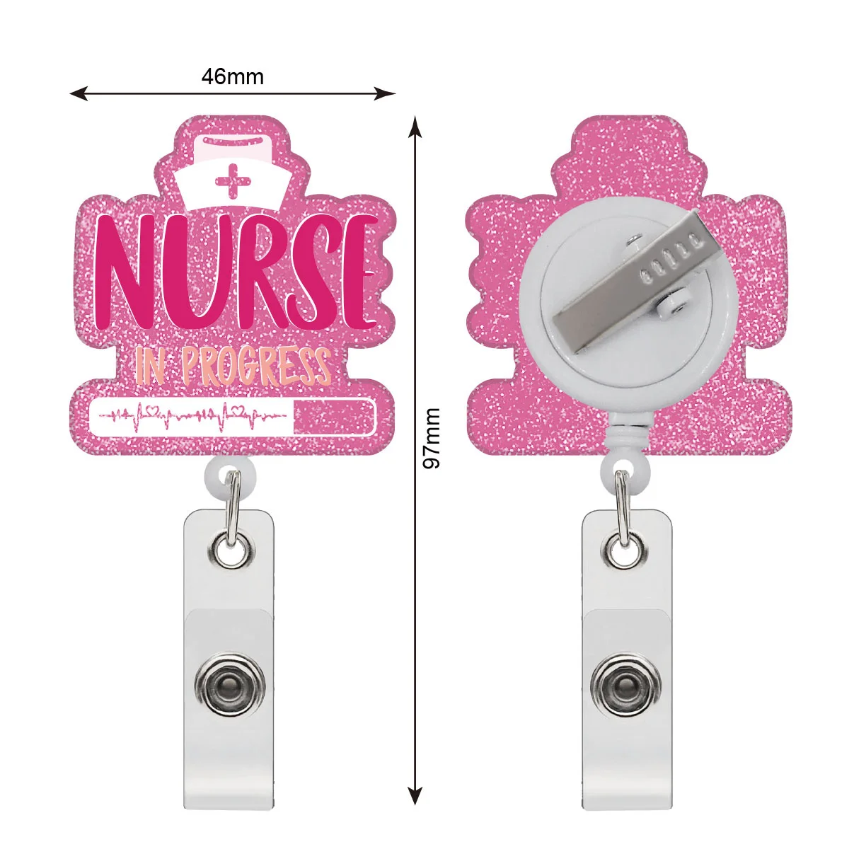 New RTS Bling Nurse in Progress Badge Reel Retractable Bling Teacher and professor Badge Reels Nures