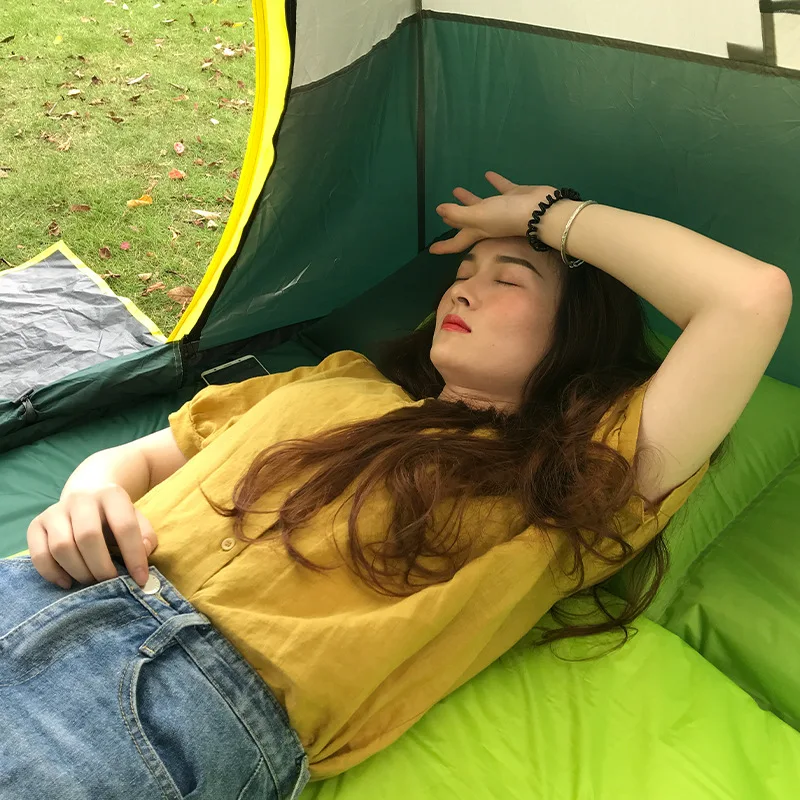 Outdoor Hiking Inflatable Ultra-light Portable Folding Sleeping Pad Soft Double Camping Pad Air Mattress