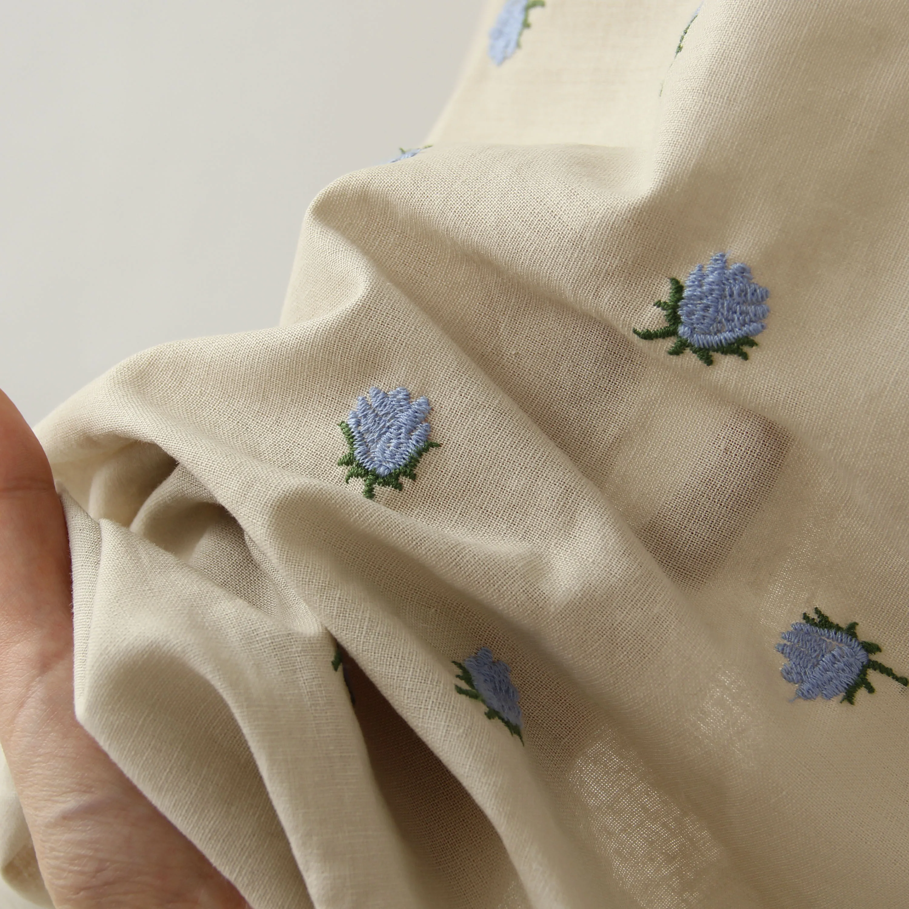 Embroidery Fabric Cotton And Linen Three-dimensional Fabric For Skirt Shirt Kids Clothing