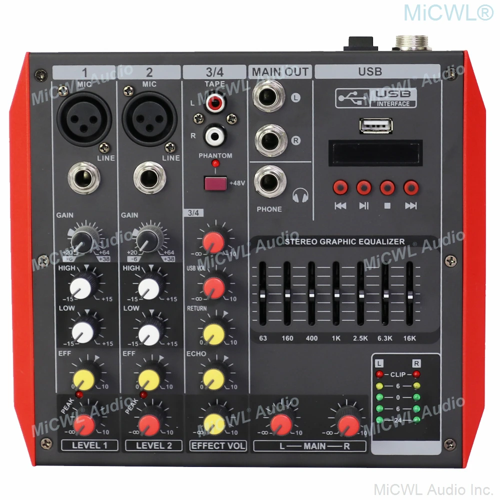 YAMAH MG4 4 Channel Blue DJ Karaoke Laptop Live Mixer 2+2 Sound Card Mixing Console with USB 48V Phantom 7-Brand EQ