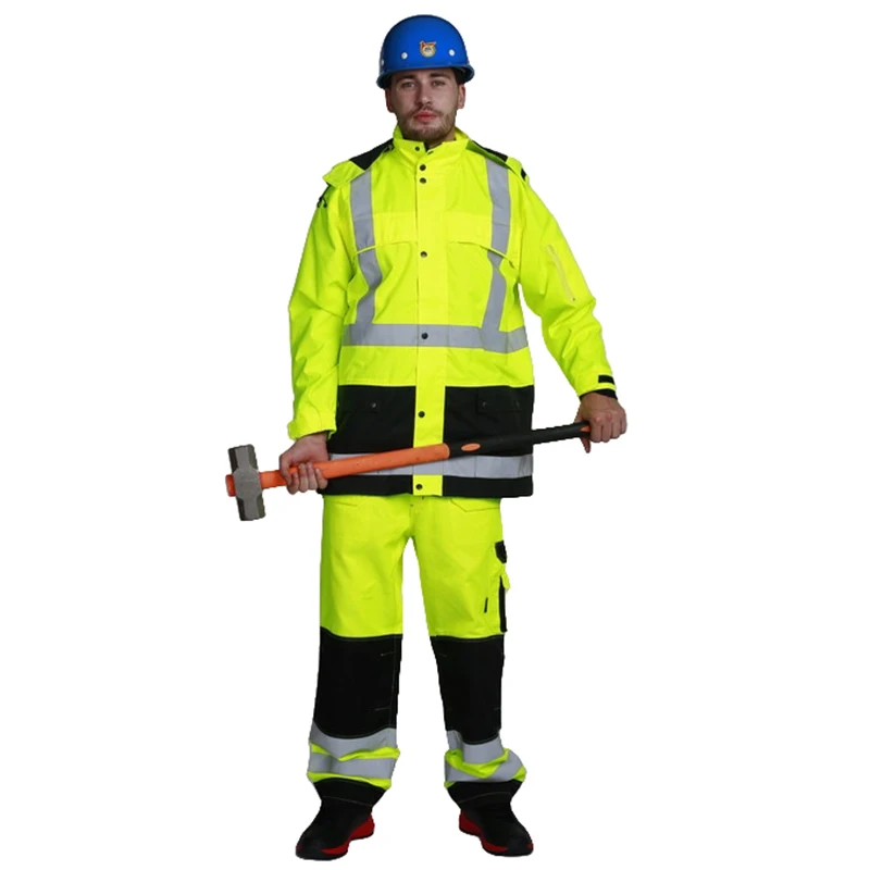 Yellow/Orange Overall Work Suit Work Clothes Hi-Visibility jacket Tool Jacket Suit With Reflective Tape
