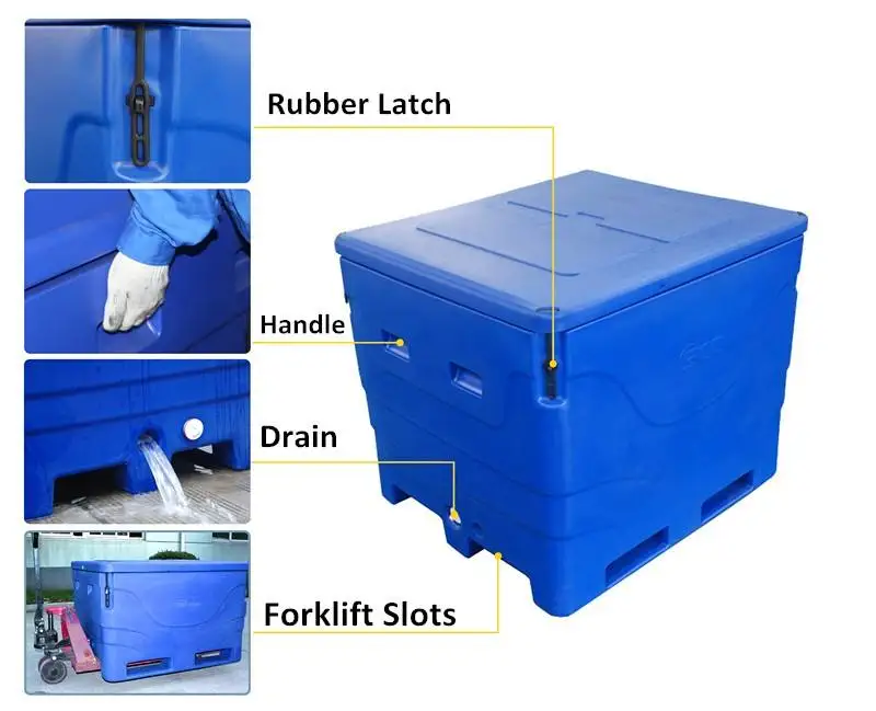 Roto-molded ice box fish bin fish storage ice chest large cooler for fish