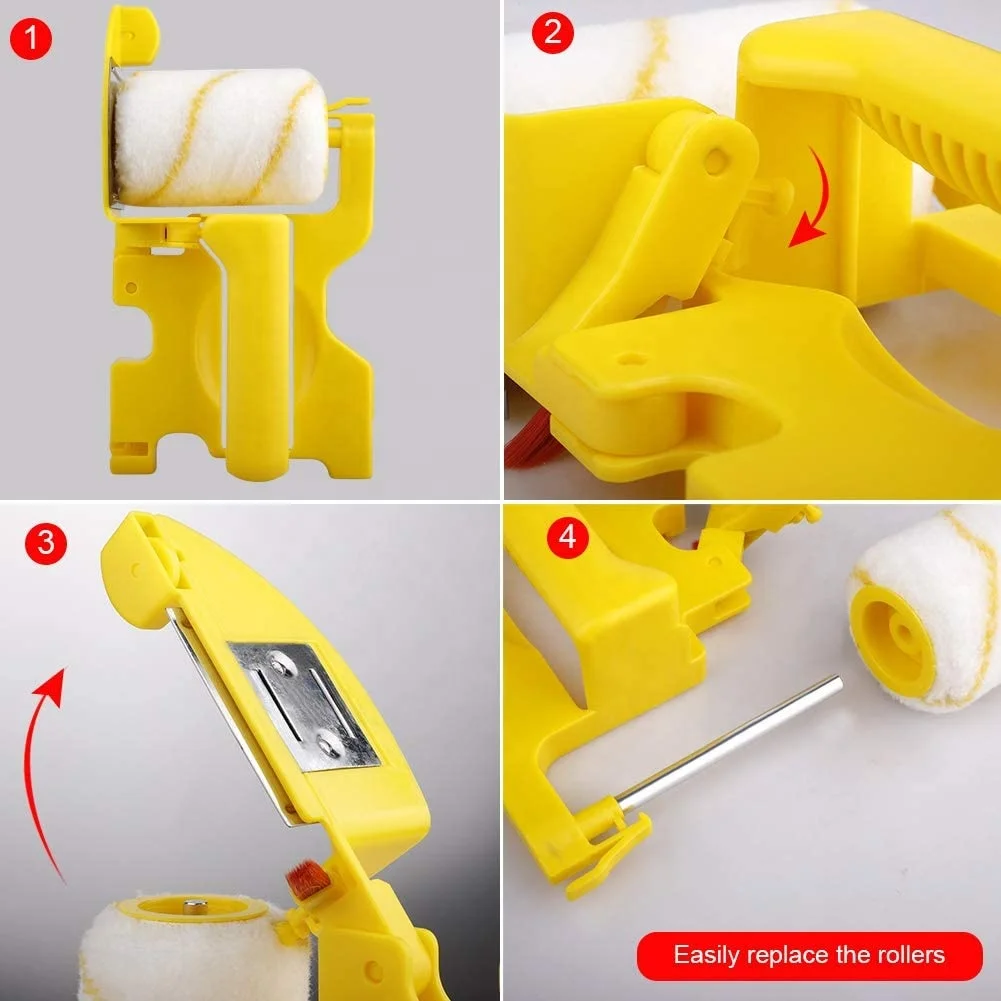Paint Roller Brush Multifunctional Hand-held Clean-Cut Paint Edger Roller Brush Portable Tool for Home Office Room Wall Ceilings