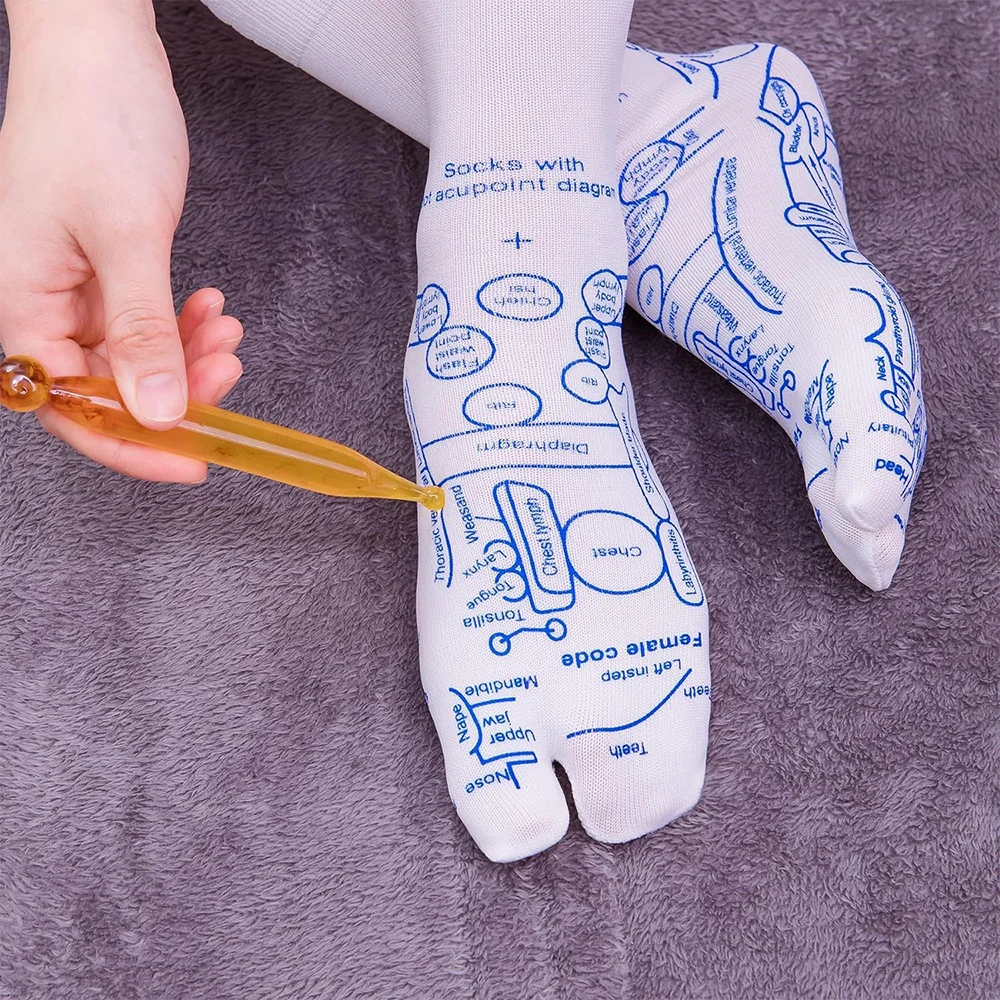 Healthy and Interesting Warp Socks Magical Meridian Socks  English Version Digital Acupuncture Points Socks