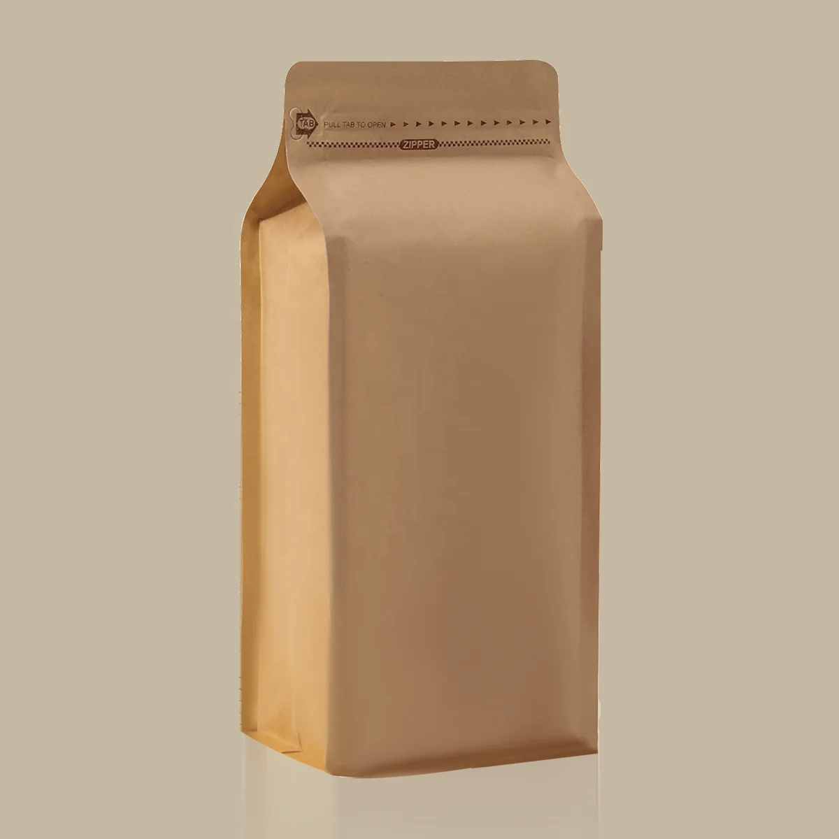 Resealable 1kg 500g 250g Matt Flat Bottom  Aluminum Foil Kraft paper  Coffee Bag With Valve And Zipper