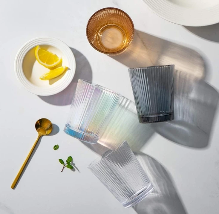 hot sale design 300ml lines reusable polycarbonate plastic glass cup plastic for water