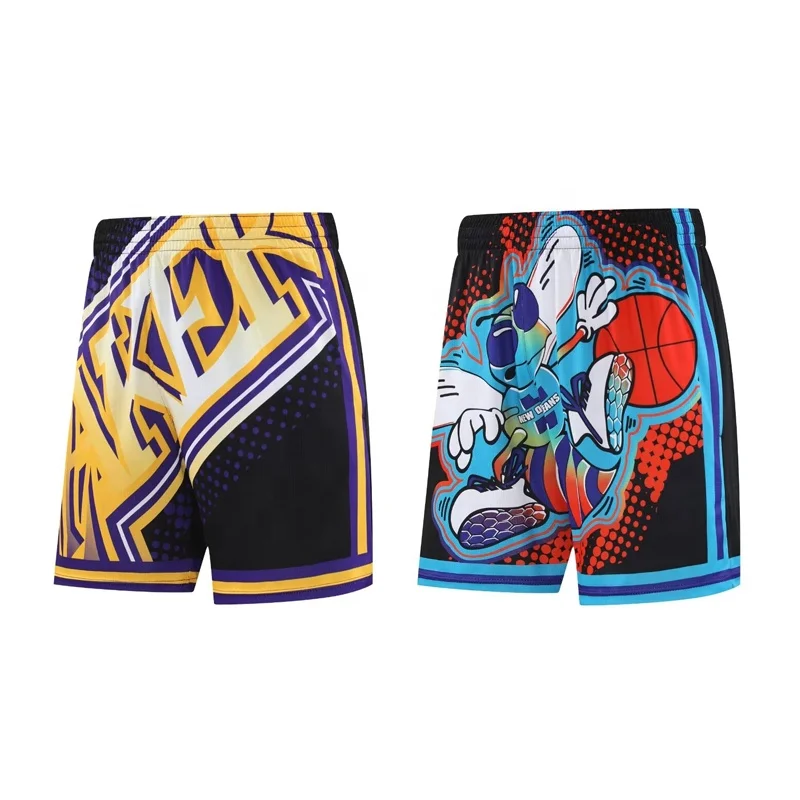 Fashion Design Wholesale Digital Printing Vintage Different Teams 5 inch Basketball Shorts
