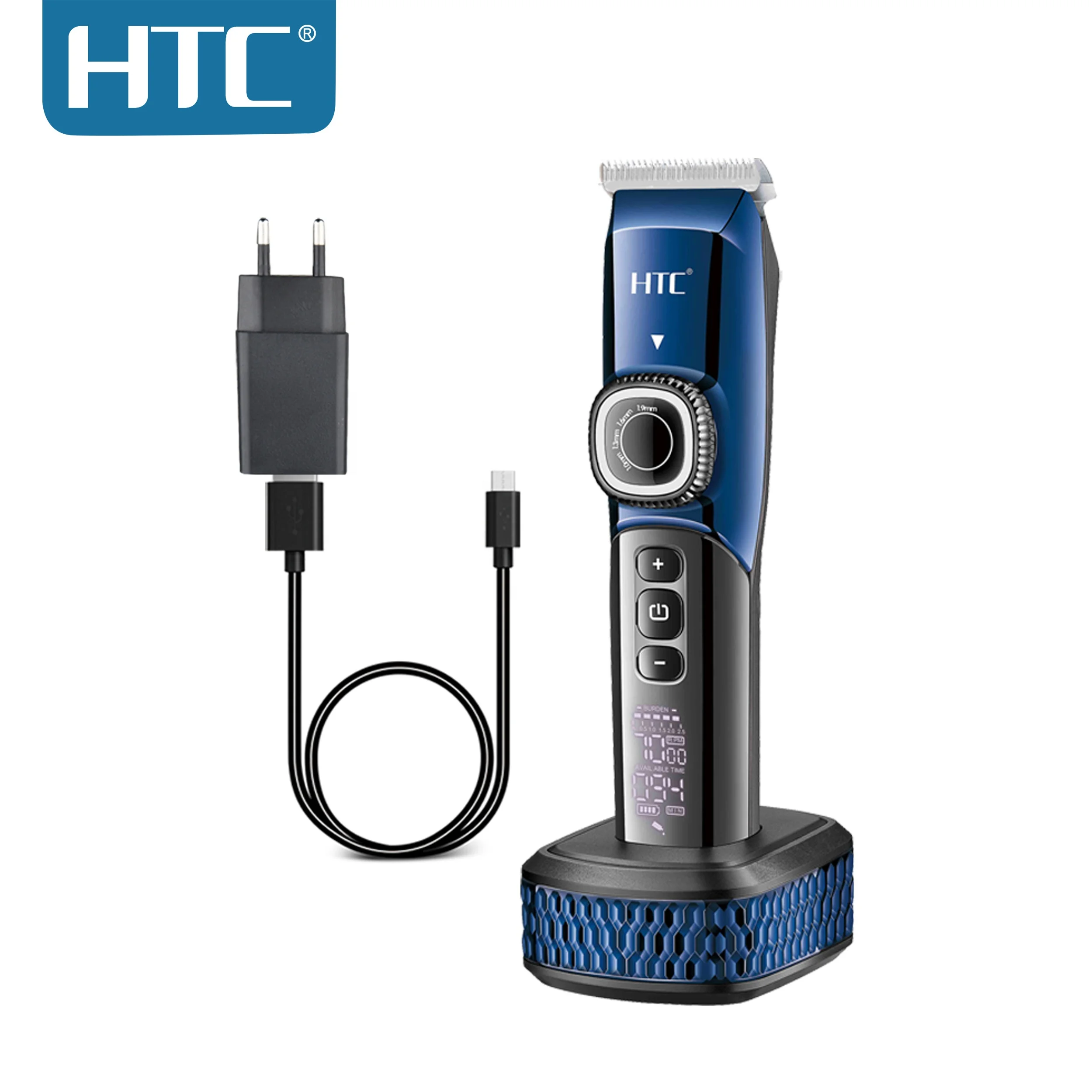 HTC AT-788 Professional new model hair trimmer for barber cordless with charging stand DLC blade