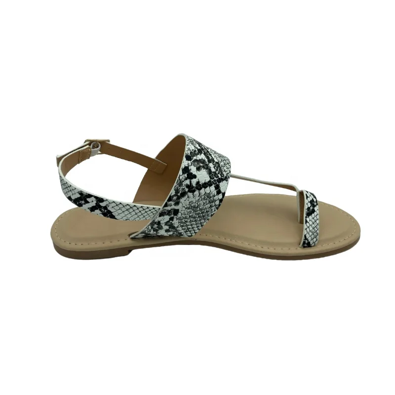Snake PU Ladies sandals summer sandals for women Fashion sandals with flat bottom