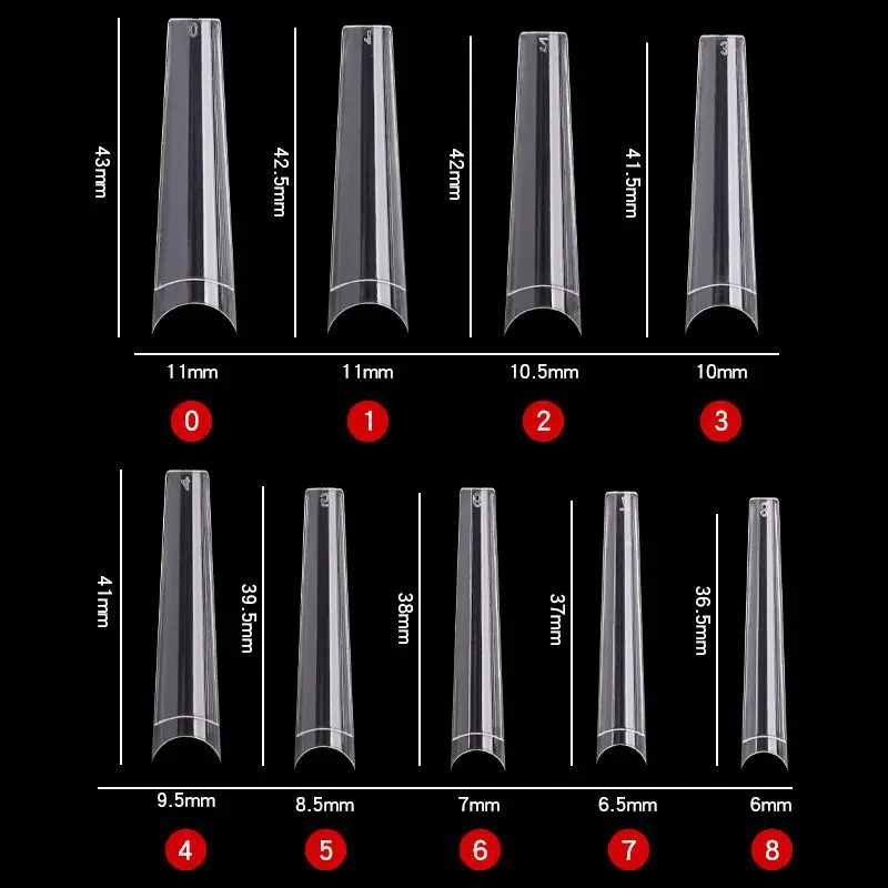 550 PCS 10 sizes 3XL Non C French Coffin Ballerina Nail Tips Acrylic Nails Artificial Half False Flake Nail Tips