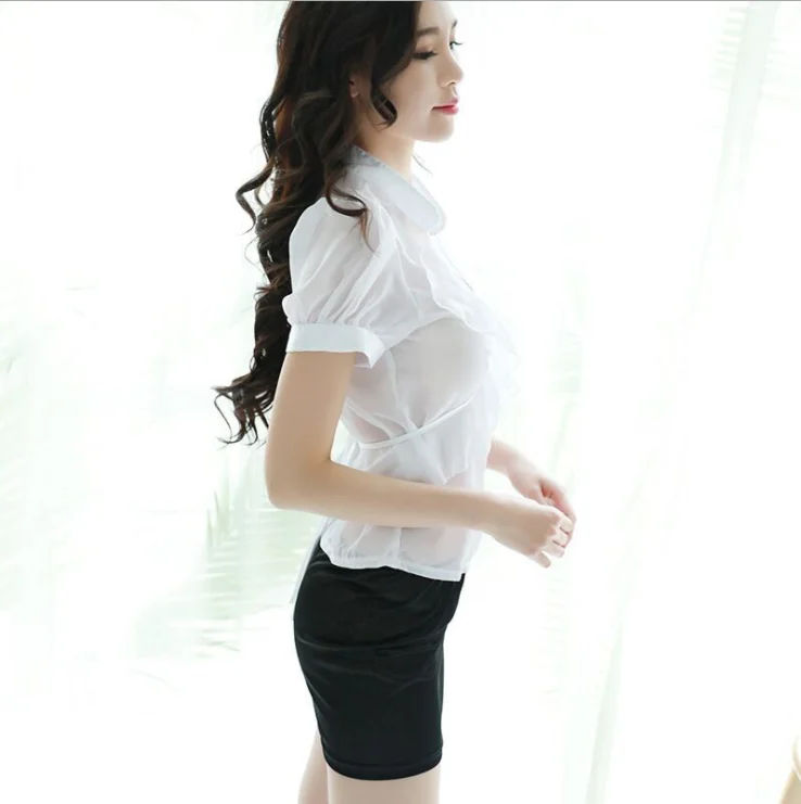 Women Lingerie Sets Deep V Top +Skirt Office Secretary Teacher Cosplay Exotic Uniform