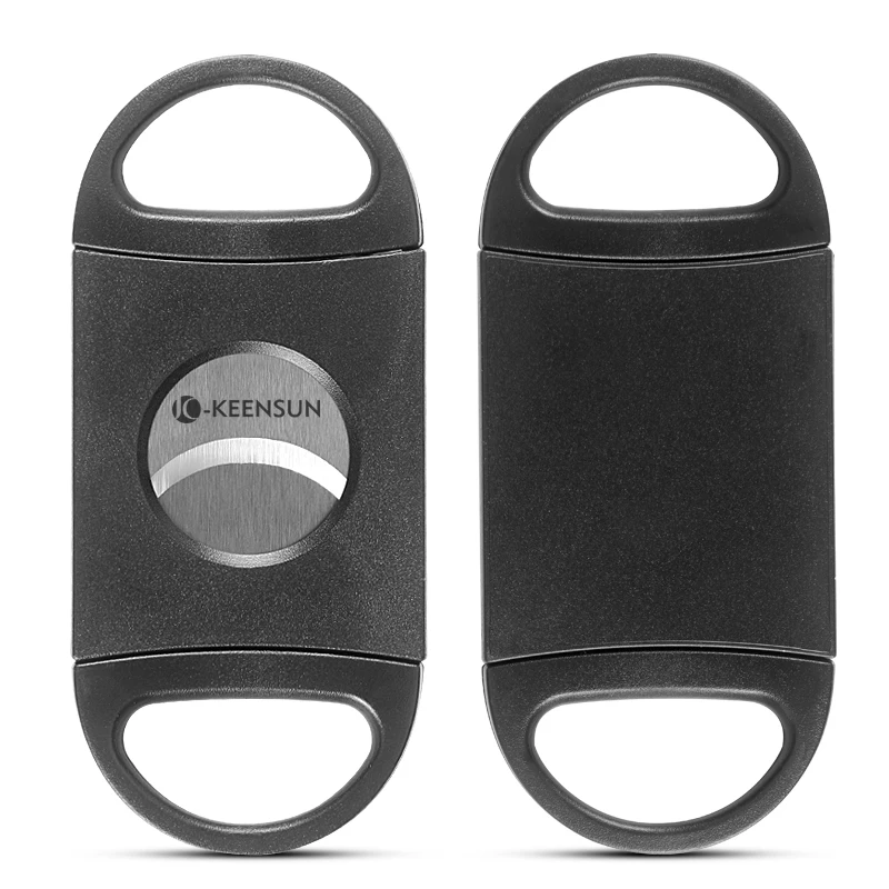 Wholesale Luxury Custom Logo Black Stainless Steel Double Blade Guillotine Cigar  Cutter for Cigar User