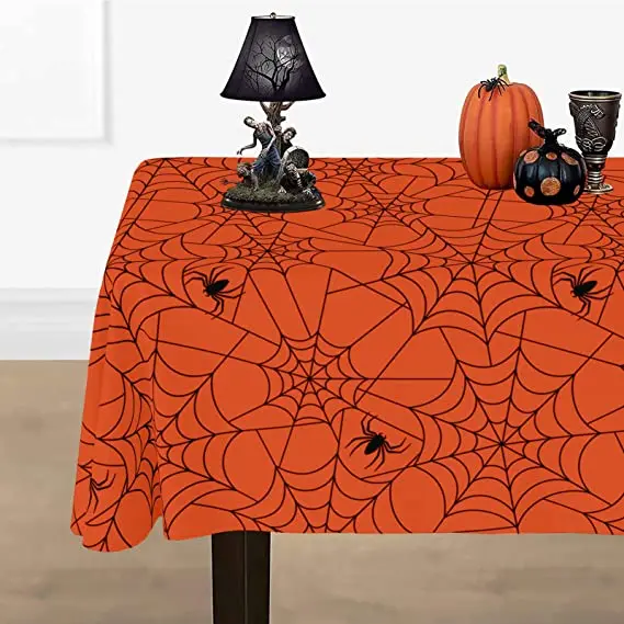Spider Web Halloween Tablecloth Halloween Decoration Indoor / Outdoor, 2 Pack Spill-Proof Plastic Table Covers