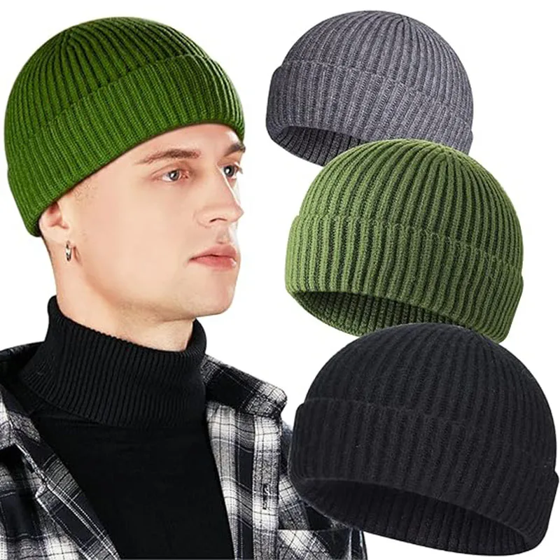 HZM-18265 Hip Hop Swag Wool Knitted Hat Rolled Cuff Winter Trawler Beanie Hat Skull Cap Fisherman Beanies