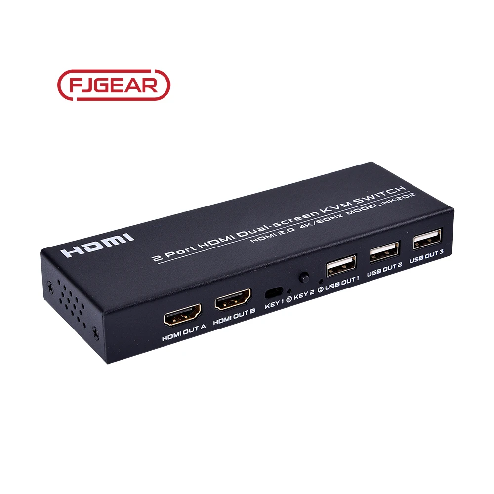 Fjgear Hdmi Kim Dual Screen Switch Supports Ultra Hd 4K/60Hz 2x2 hdmi kvm switch 2 port hdmi 4k