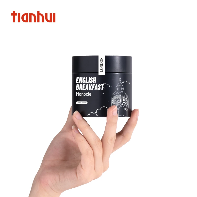Tianhui Empty Small Round Metal Canister Matcha Powder Spice Cans Coffee Tin Can With Lid