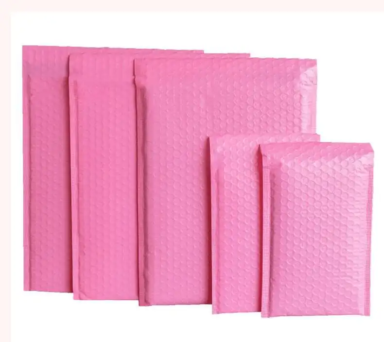 Custom printed logo design pink large bubble mailers padded envelopes shipping bags