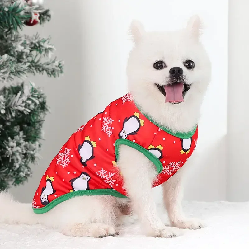 Christmas cat dog clothes pet clothing soft comfortable pajamas Christmas vest small and medium sized dog clothes