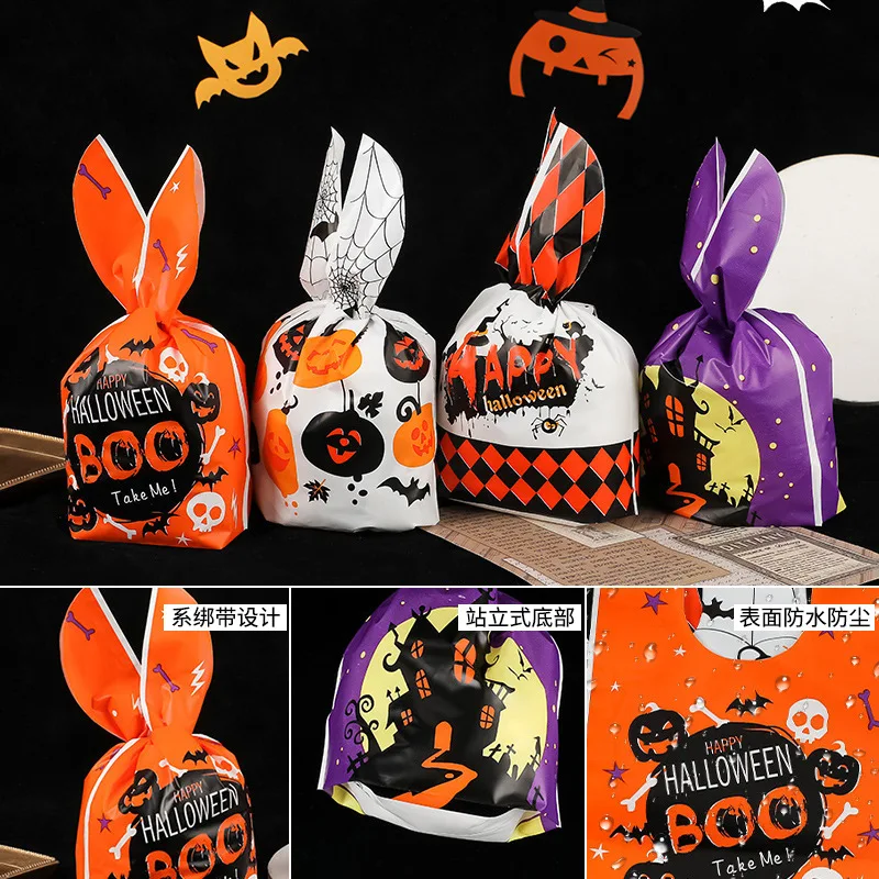2023 New Halloween Package Bag Rabbit Pumpkin Candy Biscuit Snack Bag Halloween Gift Bag for Kids