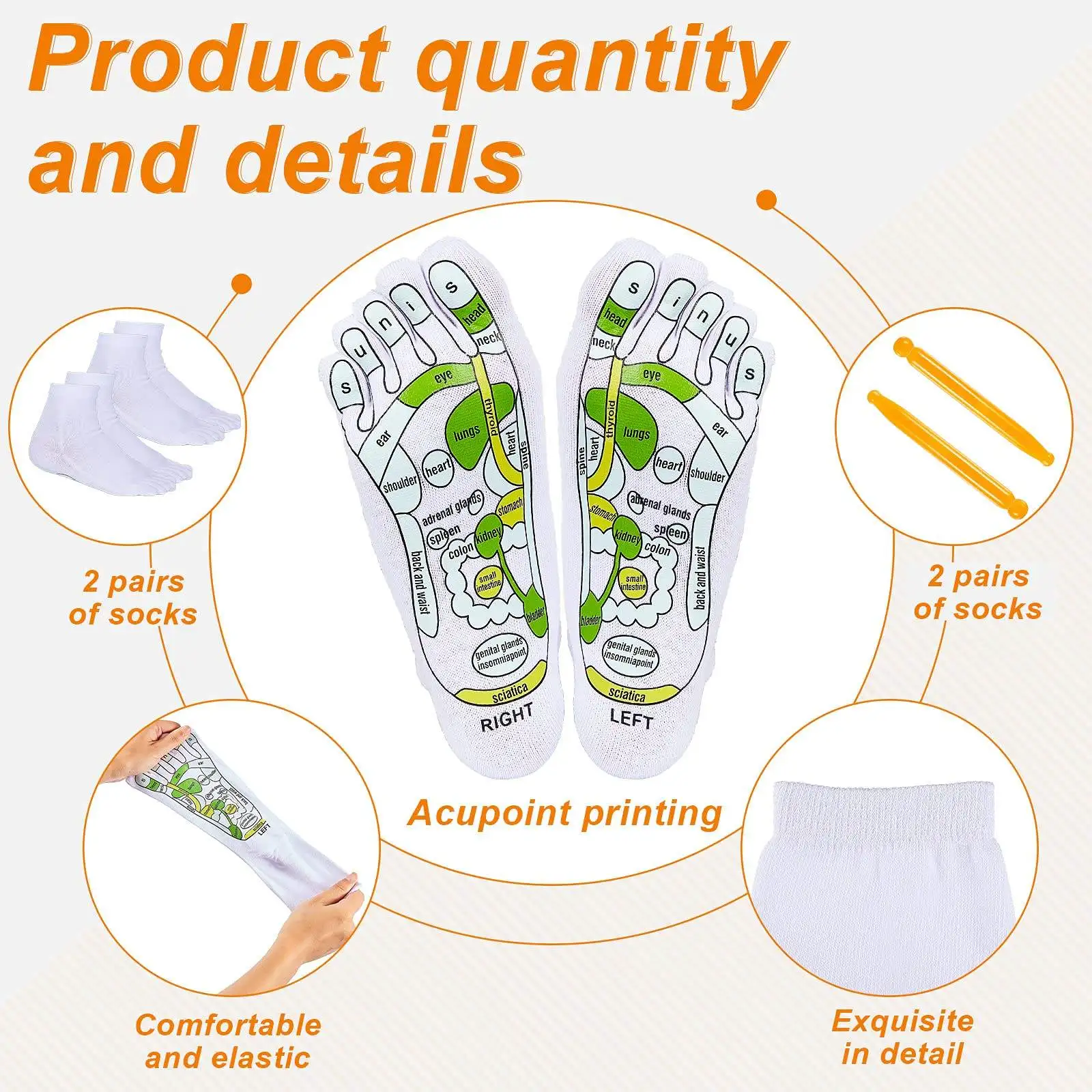 HEHE Low MOQ Wholesale Acupuncture Point socks reflexology socks acupressure reflexology socks men