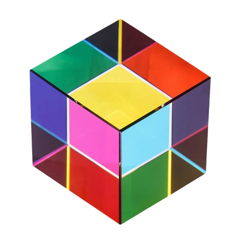 Wholesale 50mm Acrylic Colorful Cube Mixing Color Cube 2.0 inch Acrylic Cube Prism For Kids Gift Toy