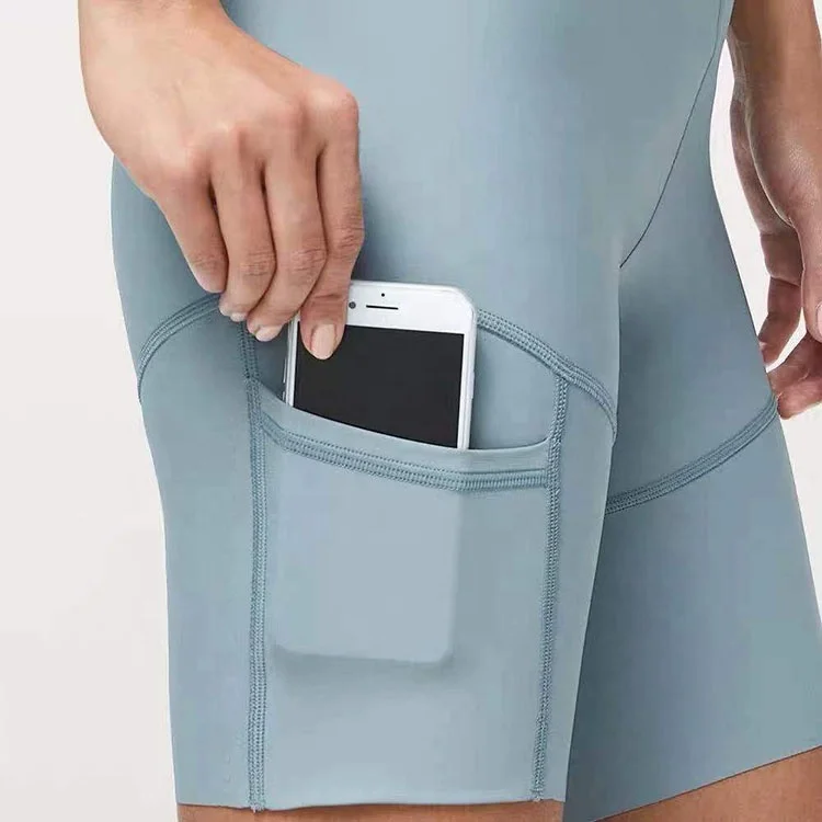 2022 Polyester Elastic High Waist Solid Color Fitness Tights Woman Yoga Girls Shorts