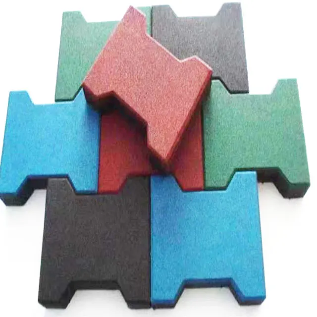 Outdoor park Rubber Flooring Bricks H shape Dog Bone Rubber Paver mat Interlocking Rubber tiles